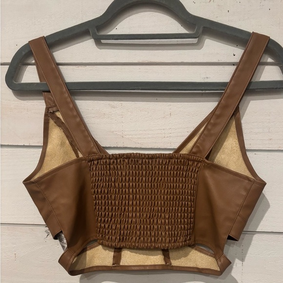 Zara Brown Faux Leather Crop Top in size small - Picture 4 of 6